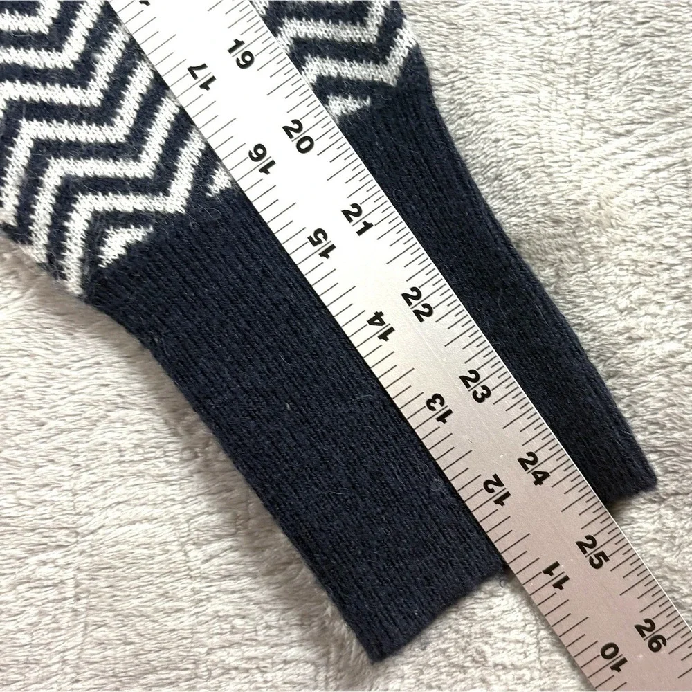 J. Crew‎ Button-detail mockneck sweater navy blue herringbone chevron Small